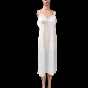 Vtg Vanity Fair Full Slip Dress Womens 38 Ivory Midi USA Sexy Lingerie Fairy